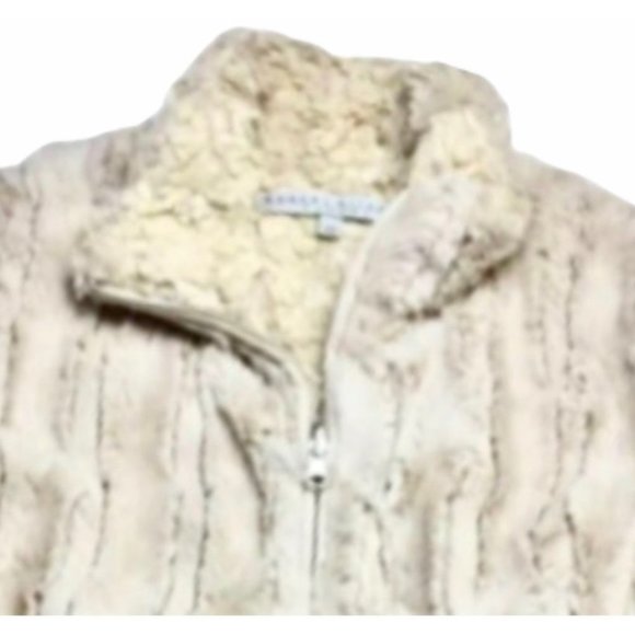 Robert Kitchen Canada Cream Beige Soft Vegan Faux Fur Full Zipper M Vest - Picture 2 of 10